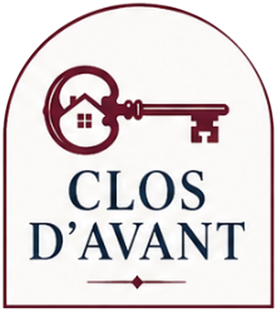 Logo Clos D'Avant en forme de porte : une clé et une maison